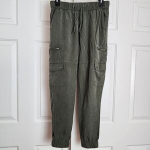 Banana Republic  Olive Green Drawstring Waist Cargo Zipper Pockets Pants Size S